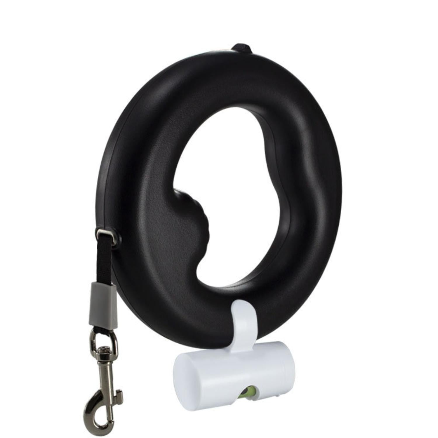 zwarte intrekbare hondenriem met lampje